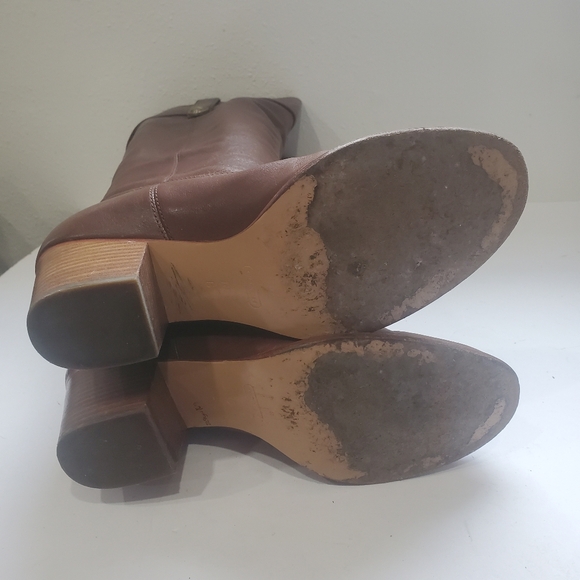 Coach Fayth Whiskey Leather Pull On Round Toe Knee High Riding Boots Brown 10 - Picture 4 of 11